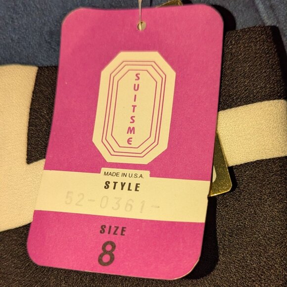 SuitsMe Petites Black & White  Blazer Size 8  Structured Vintage NWT Made in USA - Picture 4 of 6